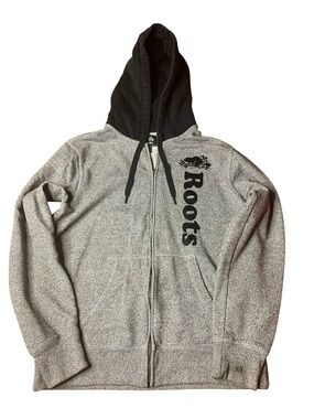 Roots Grey Speckled Zip-Up Hoodie – Size Medium